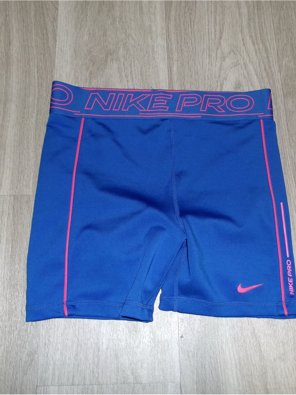Nike Pro Royal Blue Compression Shorts with Pink Accents